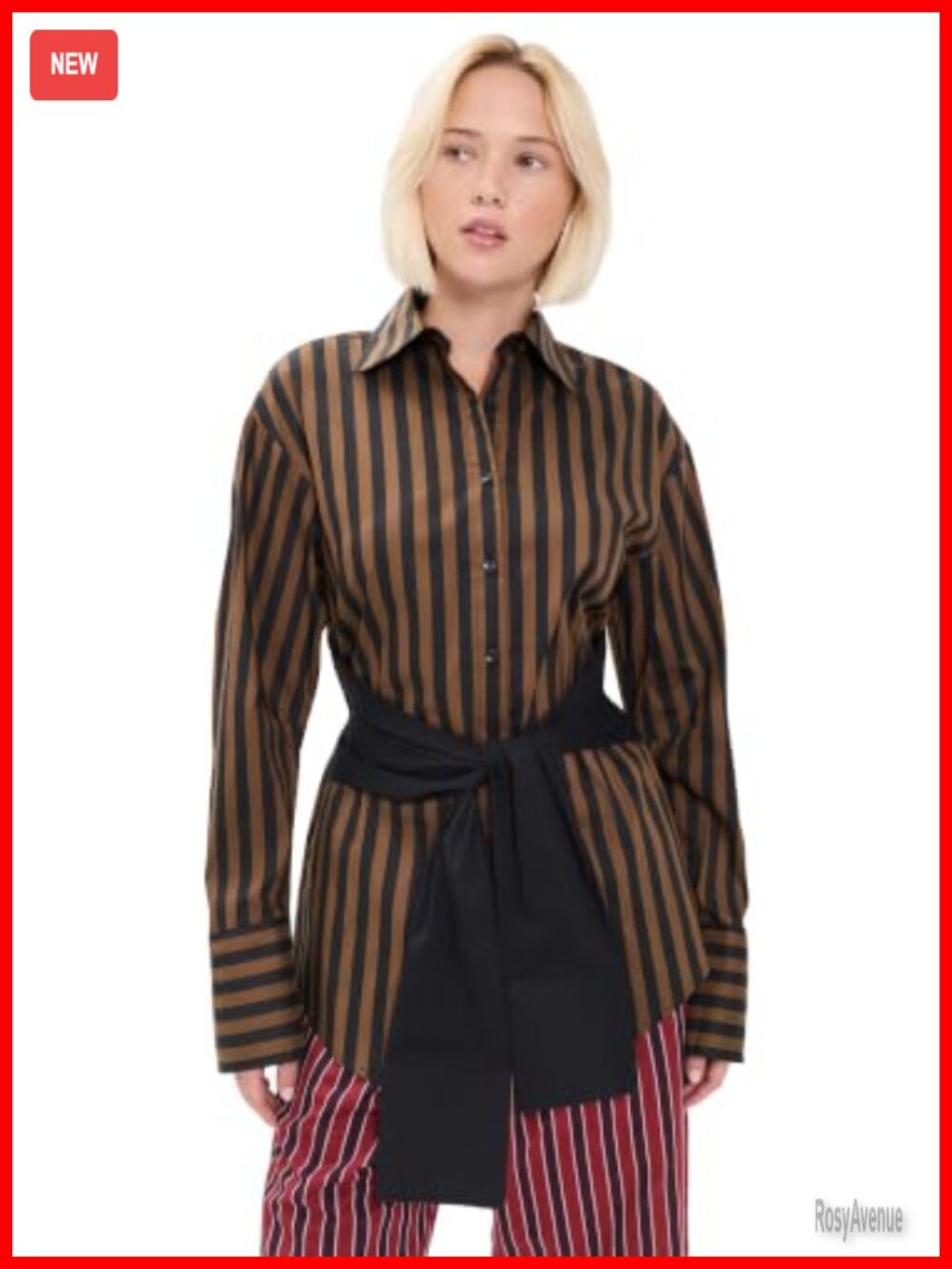 Tailored Poplin Blouse Collared Button Placket Long Sleeve